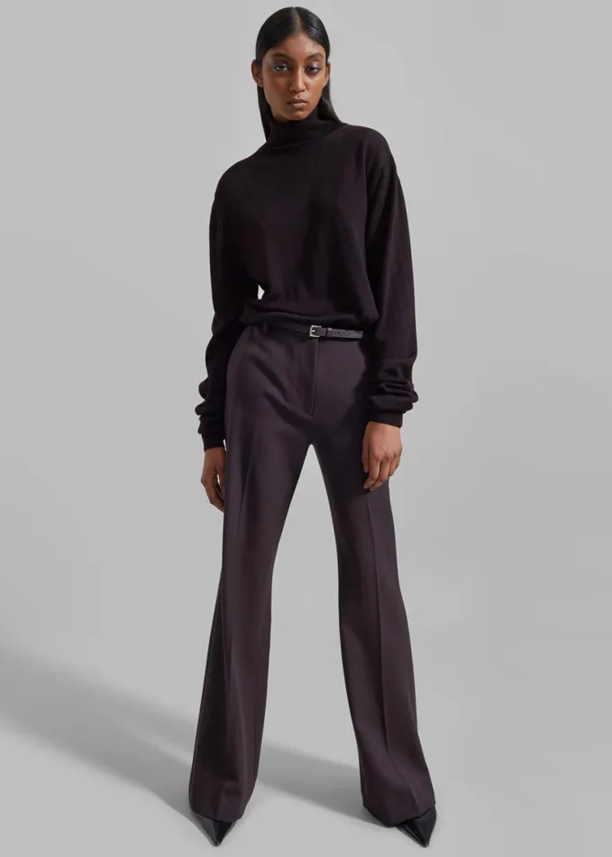 Clothing Women The Frankie Shop Eve Thin Turtleneck Sweater 8211 Dark Plum