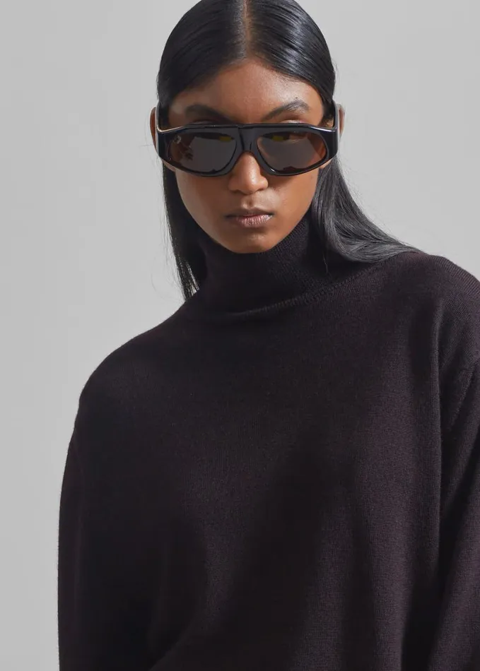 Clothing Women The Frankie Shop Eve Thin Turtleneck Sweater 8211 Dark Plum