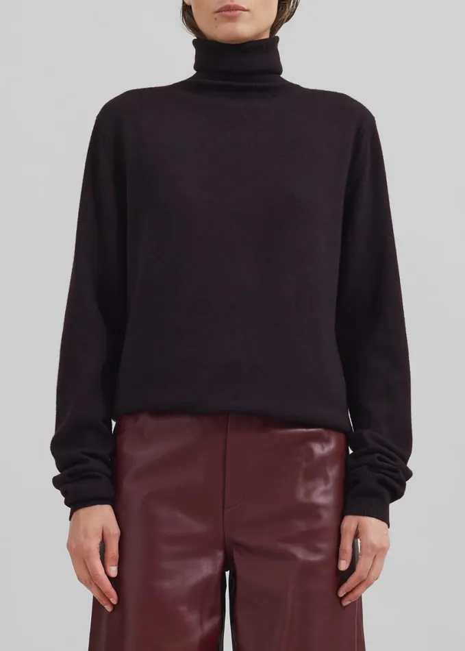 Clothing Women The Frankie Shop Eve Thin Turtleneck Sweater 8211 Dark Plum
