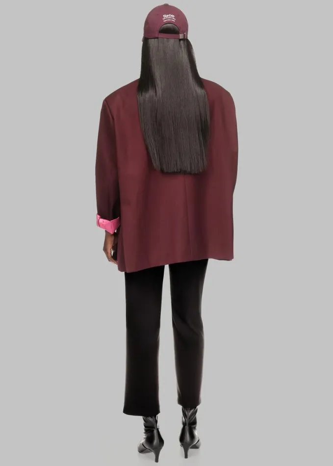 Clothing Women The Frankie Shop Frankie Oversized Boyfriend Blazer X Barbie 8211 Burgundy