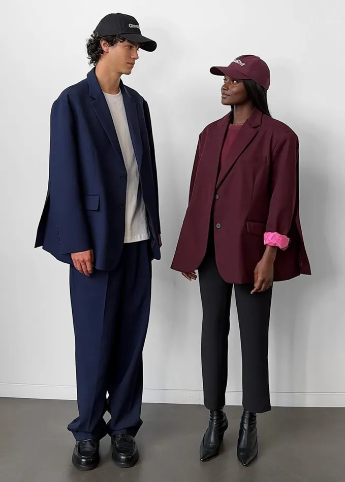 Clothing Women The Frankie Shop Frankie Oversized Boyfriend Blazer X Barbie 8211 Burgundy