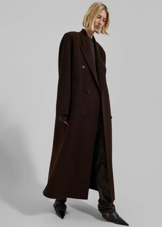 Clothing Women The Frankie Shop Gaia Double Breasted Coat 8211 Brown