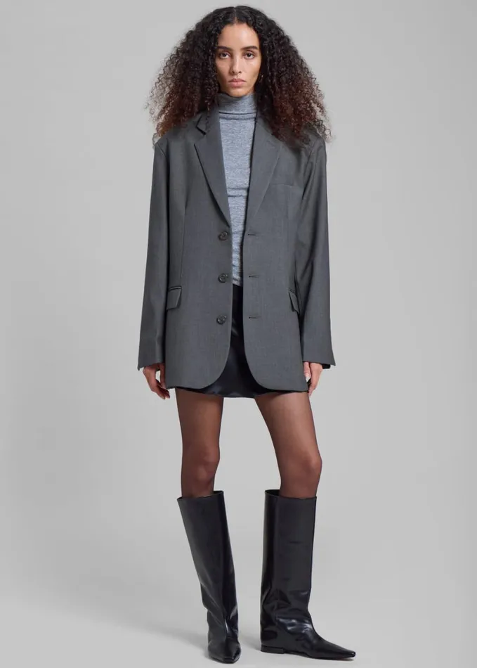 Clothing Women The Frankie Shop Gelso Oversized Blazer 8211 Dark Grey Melange
