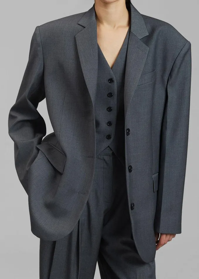 Clothing Women The Frankie Shop Gelso Oversized Blazer 8211 Dark Grey Melange