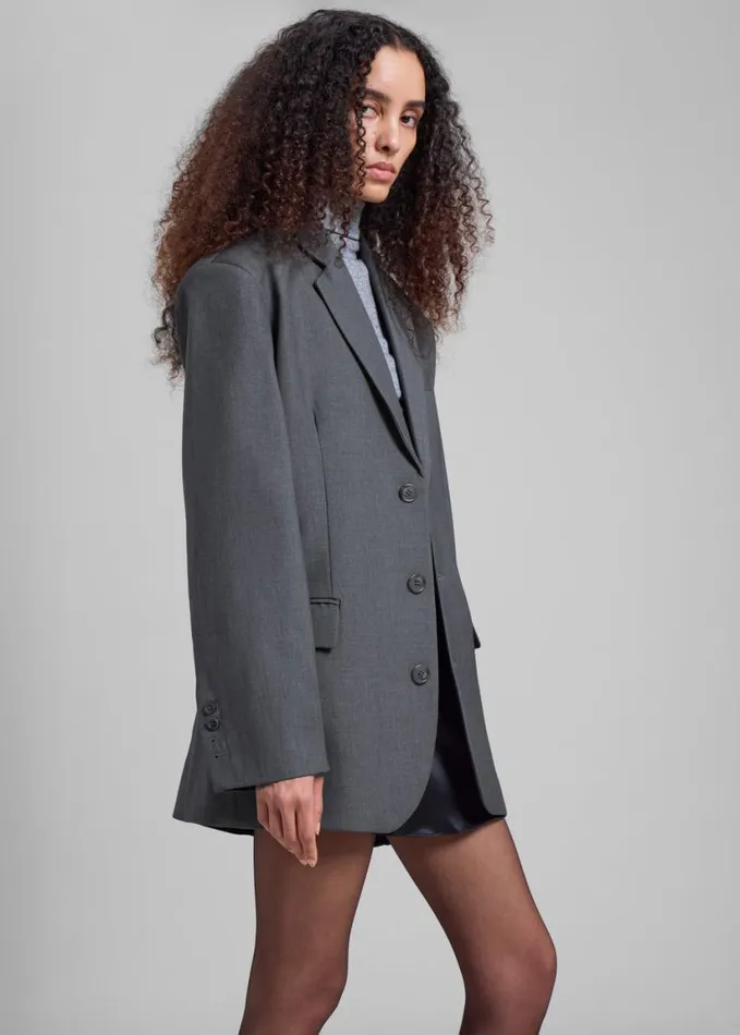 Clothing Women The Frankie Shop Gelso Oversized Blazer 8211 Dark Grey Melange