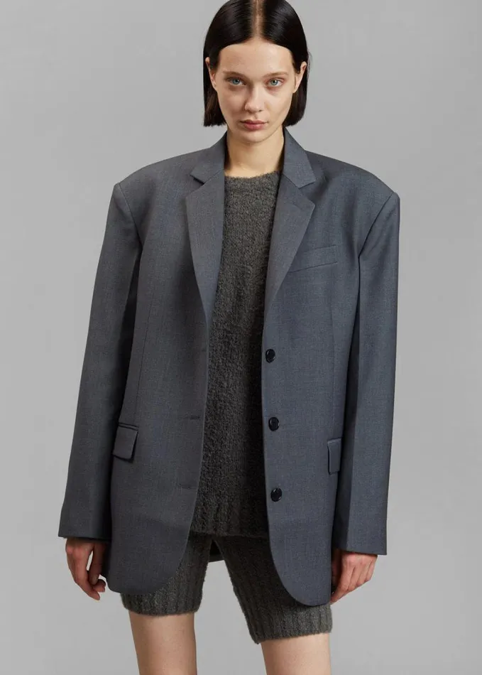 Clothing Women The Frankie Shop Gelso Oversized Blazer 8211 Dark Grey Melange