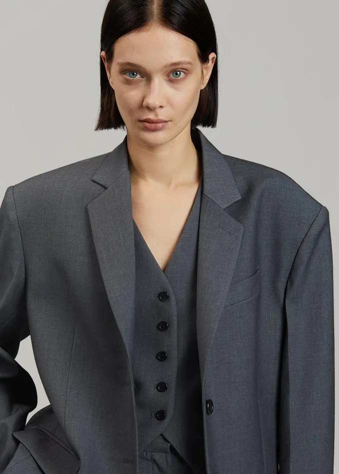 Clothing Women The Frankie Shop Gelso Oversized Blazer 8211 Dark Grey Melange