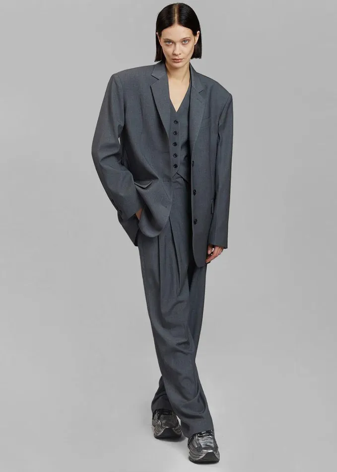 Clothing Women The Frankie Shop Gelso Oversized Blazer 8211 Dark Grey Melange