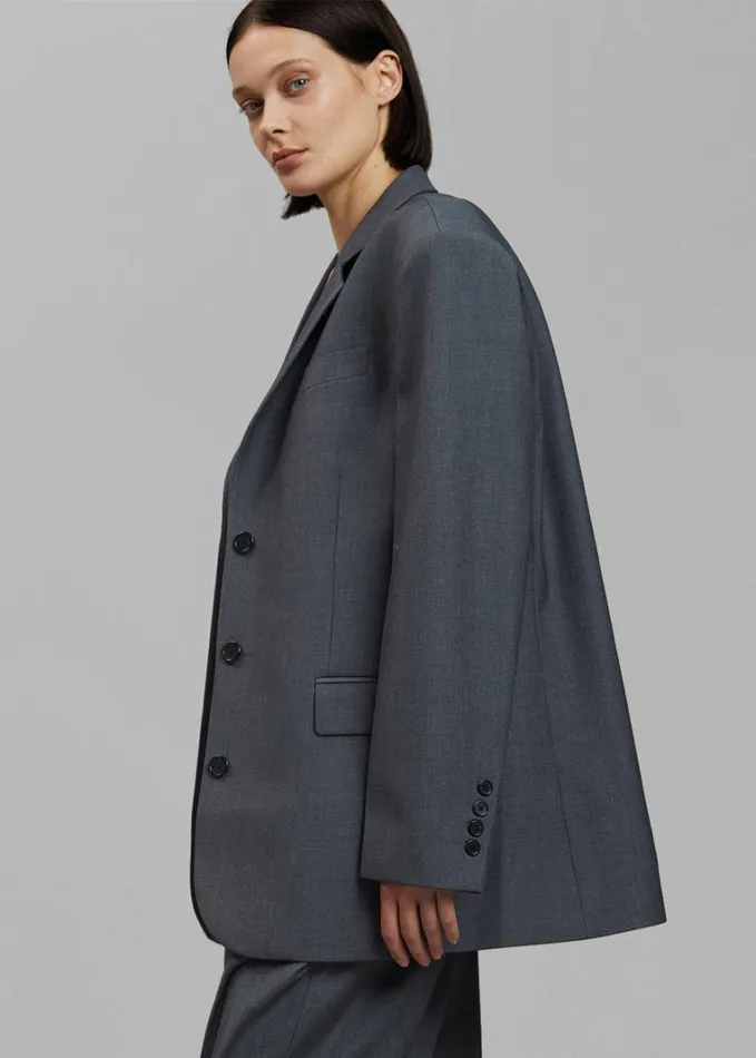 Clothing Women The Frankie Shop Gelso Oversized Blazer 8211 Dark Grey Melange