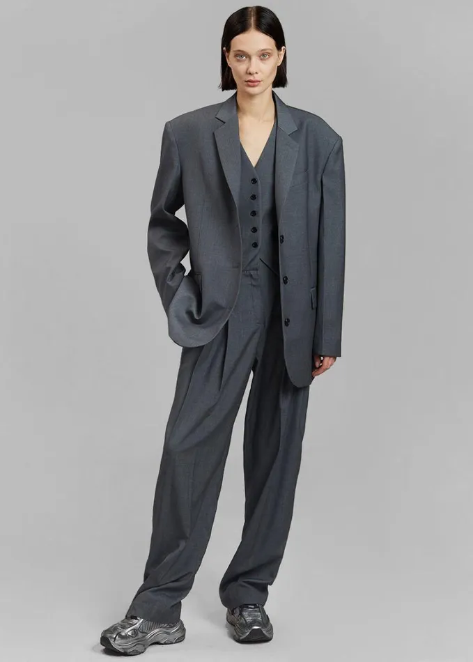 Clothing Women The Frankie Shop Gelso Oversized Blazer 8211 Dark Grey Melange