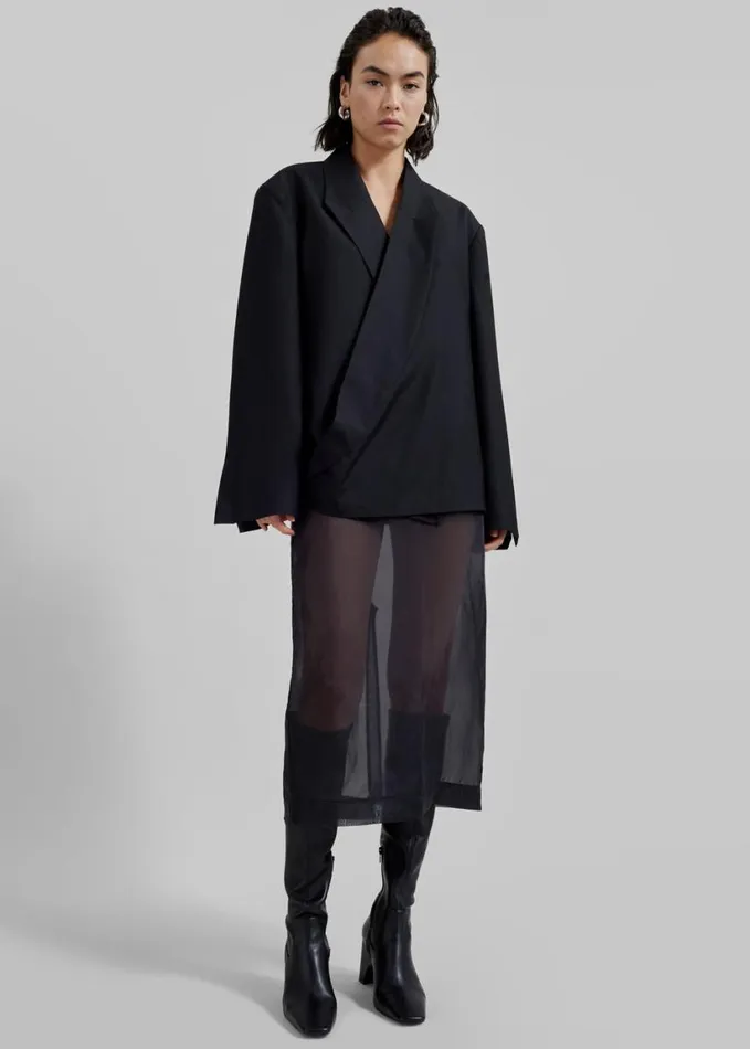 Clothing Women The Frankie Shop Geneva Wrap Blazer 8211 Black