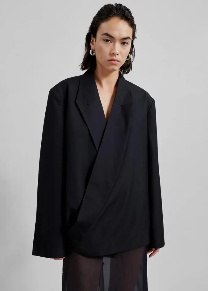 Clothing Women The Frankie Shop Geneva Wrap Blazer 8211 Black