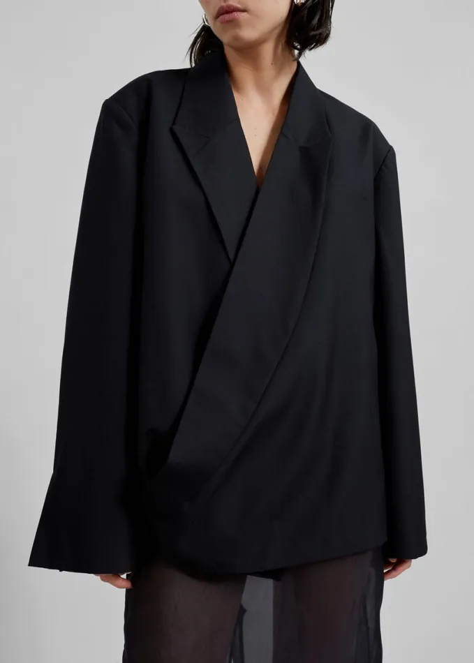 Clothing Women The Frankie Shop Geneva Wrap Blazer 8211 Black