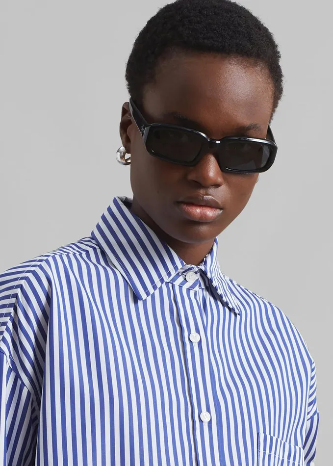 Clothing Women The Frankie Shop Georgia Boxy Shirt 8211 WhiteBlue Stripe