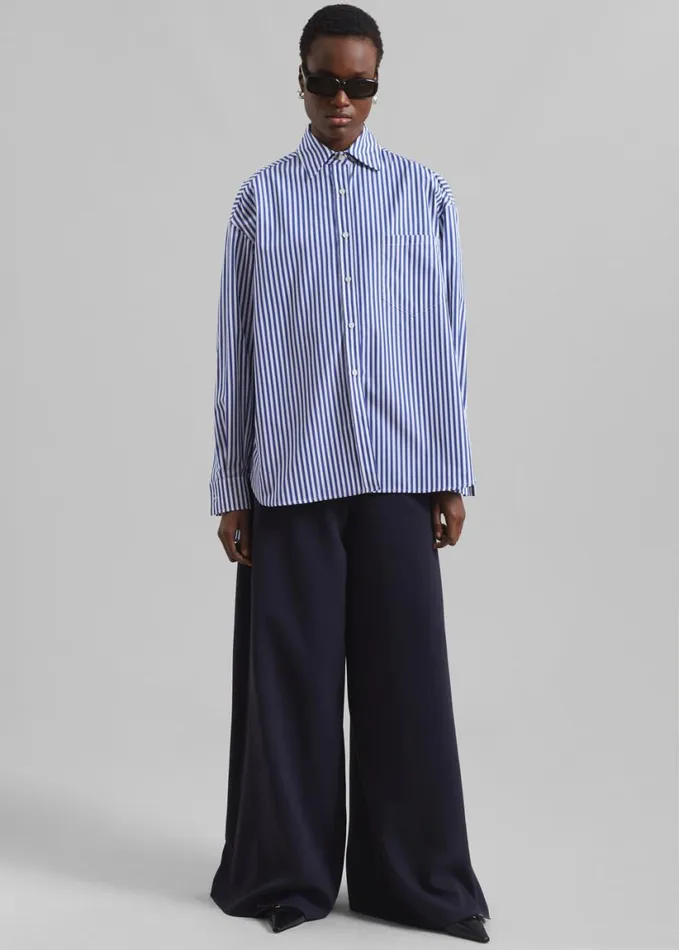 Clothing Women The Frankie Shop Georgia Boxy Shirt 8211 WhiteBlue Stripe