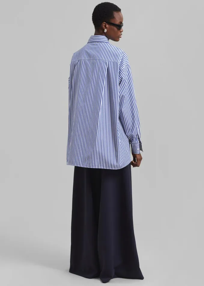 Clothing Women The Frankie Shop Georgia Boxy Shirt 8211 WhiteBlue Stripe