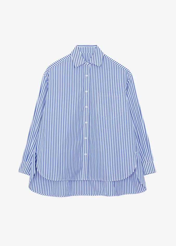 Clothing Women The Frankie Shop Georgia Boxy Shirt 8211 WhiteBlue Stripe