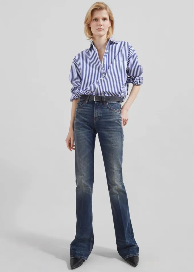 Clothing Women The Frankie Shop Georgia Boxy Shirt 8211 WhiteBlue Stripe