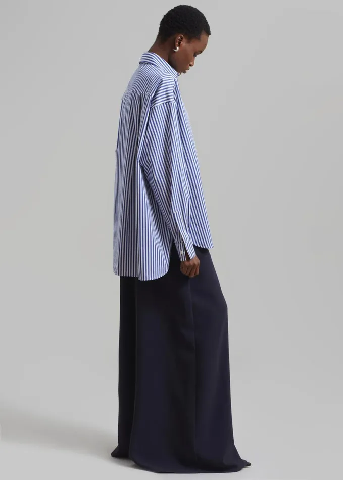 Clothing Women The Frankie Shop Georgia Boxy Shirt 8211 WhiteBlue Stripe