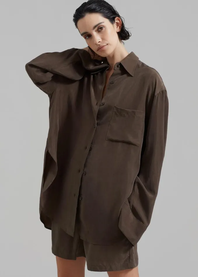 Clothing Women The Frankie Shop Haneul Shirt 8211 Brown