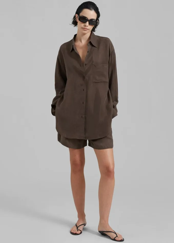 Clothing Women The Frankie Shop Haneul Shirt 8211 Brown