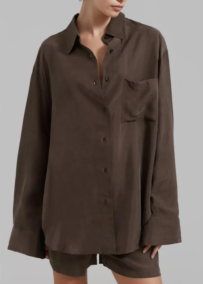 Clothing Women The Frankie Shop Haneul Shirt 8211 Brown