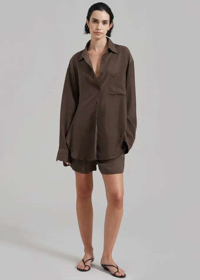 Clothing Women The Frankie Shop Haneul Shirt 8211 Brown