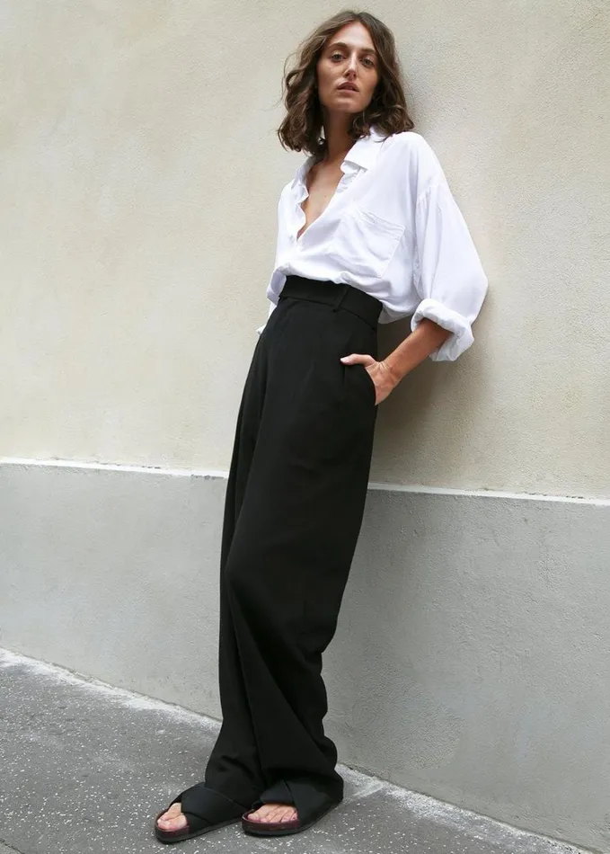 Clothing Women The Frankie Shop Hanna Silky Oversized Blouse 8211 White