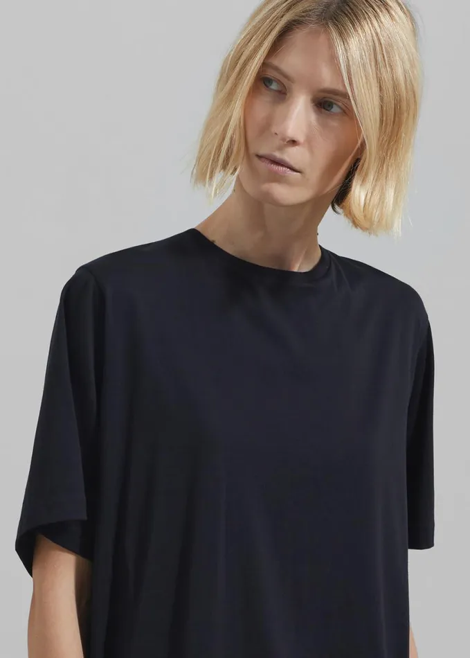 Clothing Women The Frankie Shop Harper Soft Organic TShirt 8211 Black
