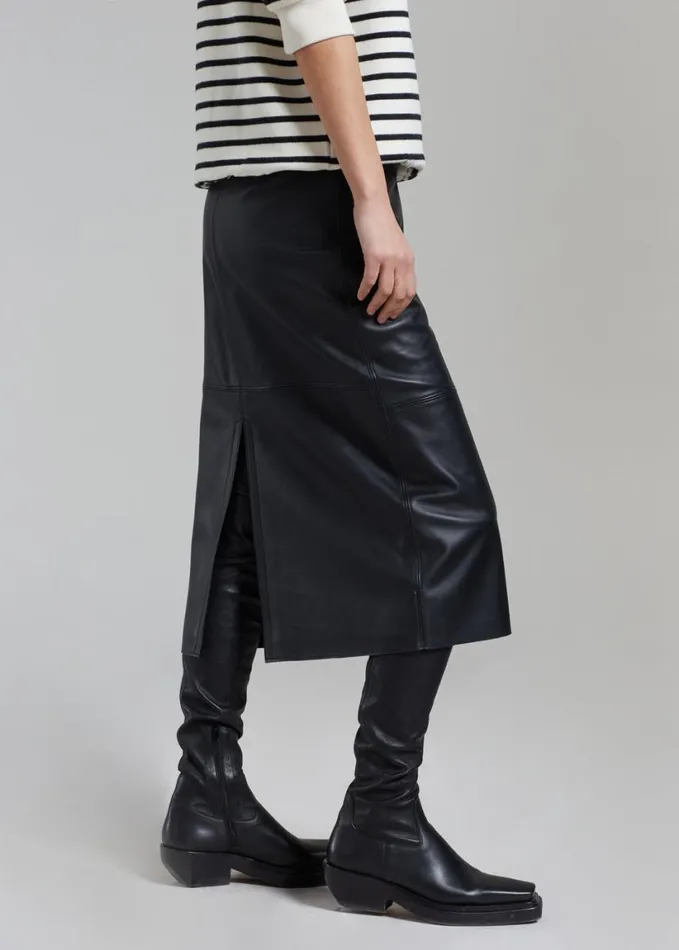Clothing Women The Frankie Shop Heather Leather Pencil Skirt 8211 Black