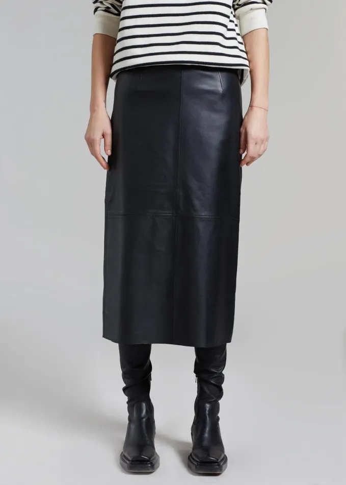 Clothing Women The Frankie Shop Heather Leather Pencil Skirt 8211 Black