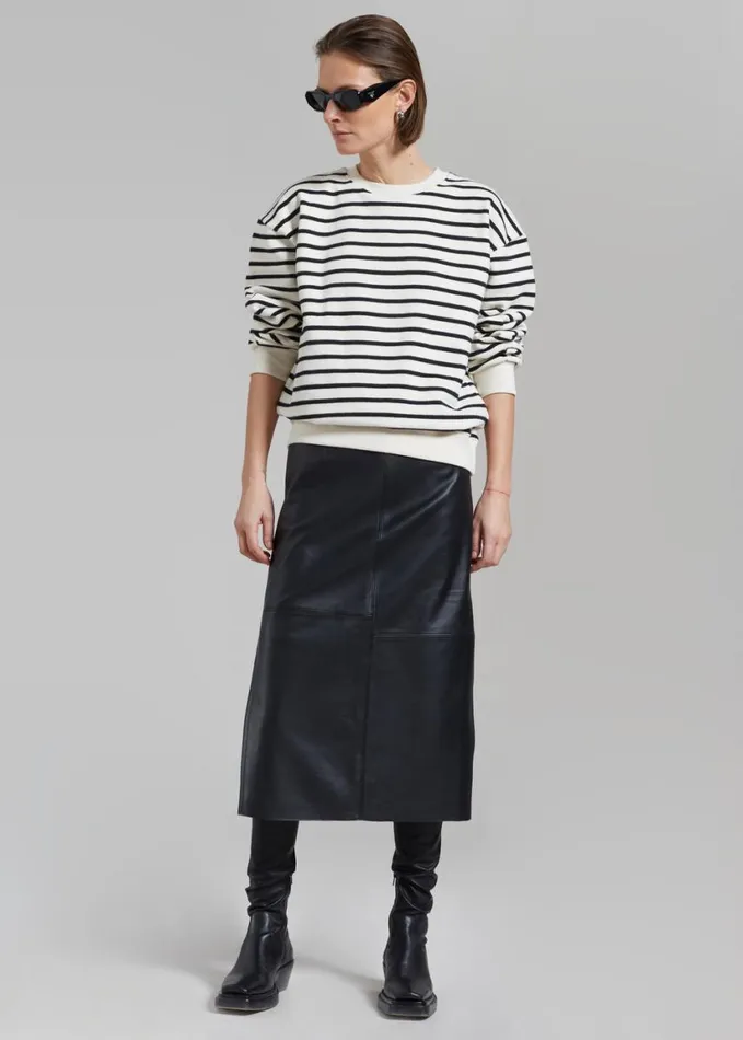 Clothing Women The Frankie Shop Heather Leather Pencil Skirt 8211 Black