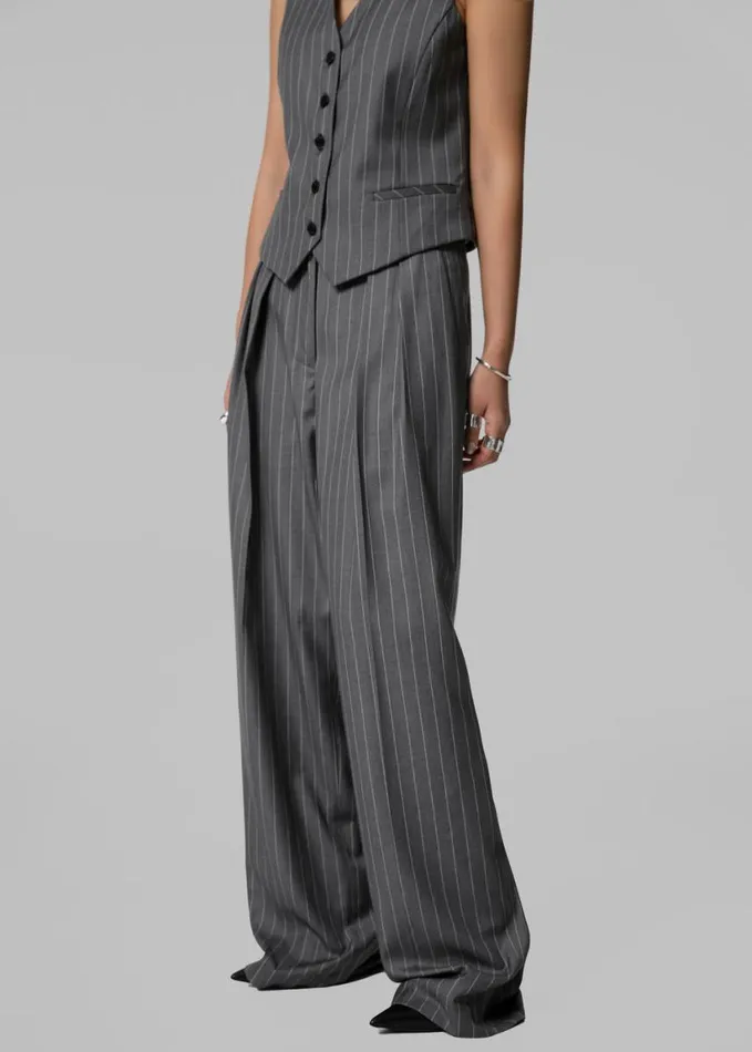 Clothing Women The Frankie Shop Holland Pleated Trousers 8211 CharcoalWhite Pinstripe
