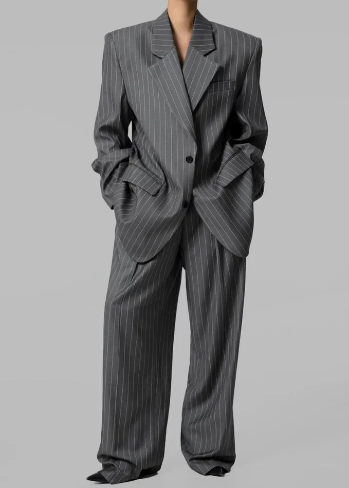 Clothing Women The Frankie Shop Holland Pleated Trousers 8211 CharcoalWhite Pinstripe