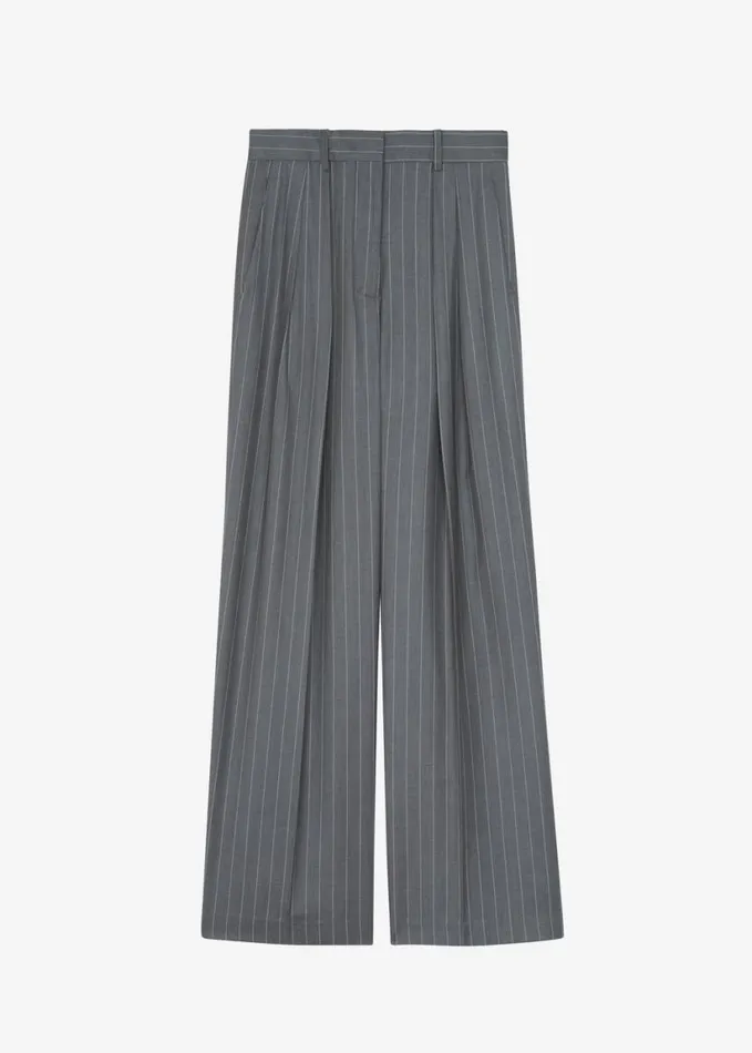Clothing Women The Frankie Shop Holland Pleated Trousers 8211 CharcoalWhite Pinstripe