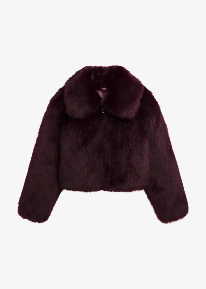 Clothing Women The Frankie Shop Hope Faux Fur Jacket 8211 Plum