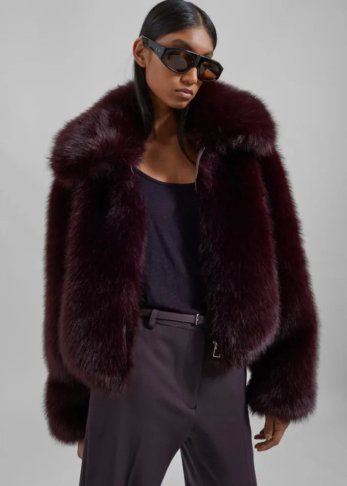 Clothing Women The Frankie Shop Hope Faux Fur Jacket 8211 Plum