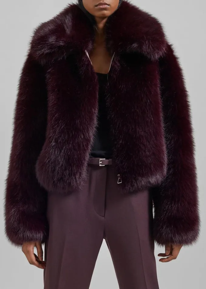 Clothing Women The Frankie Shop Hope Faux Fur Jacket 8211 Plum