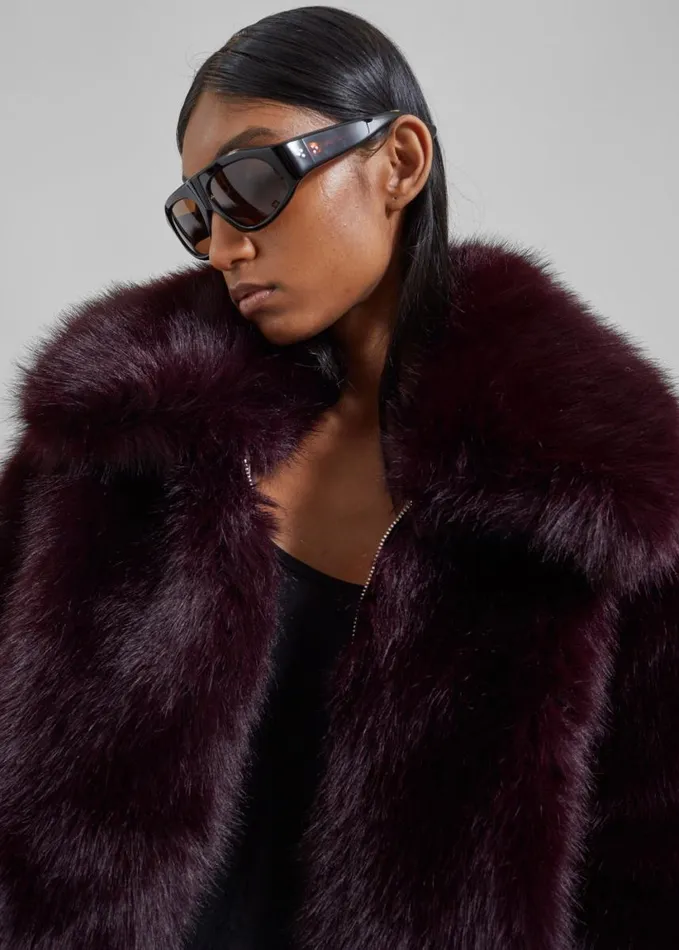 Clothing Women The Frankie Shop Hope Faux Fur Jacket 8211 Plum