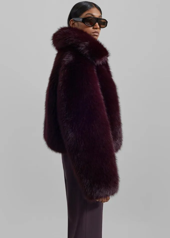 Clothing Women The Frankie Shop Hope Faux Fur Jacket 8211 Plum