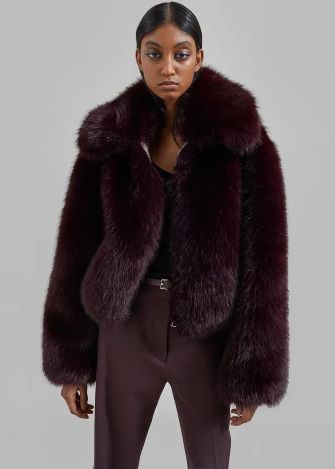 Clothing Women The Frankie Shop Hope Faux Fur Jacket 8211 Plum