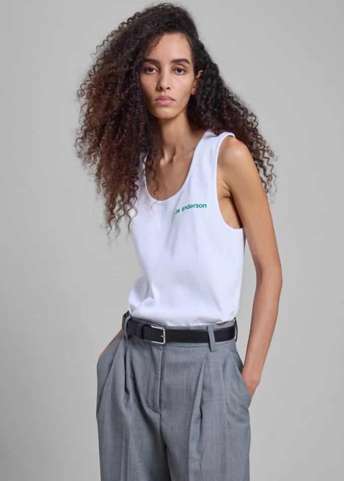 Clothing Women The Frankie Shop JW Anderson Chest Logo Embroidery Vest 8211 White