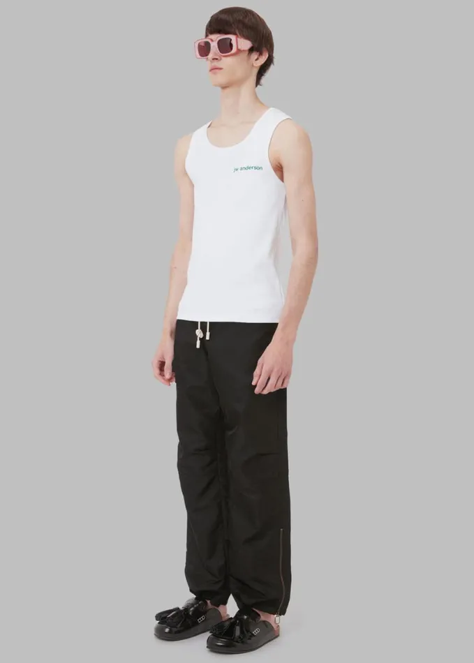 Clothing Women The Frankie Shop JW Anderson Chest Logo Embroidery Vest 8211 White