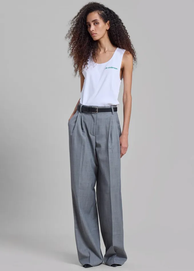 Clothing Women The Frankie Shop JW Anderson Chest Logo Embroidery Vest 8211 White