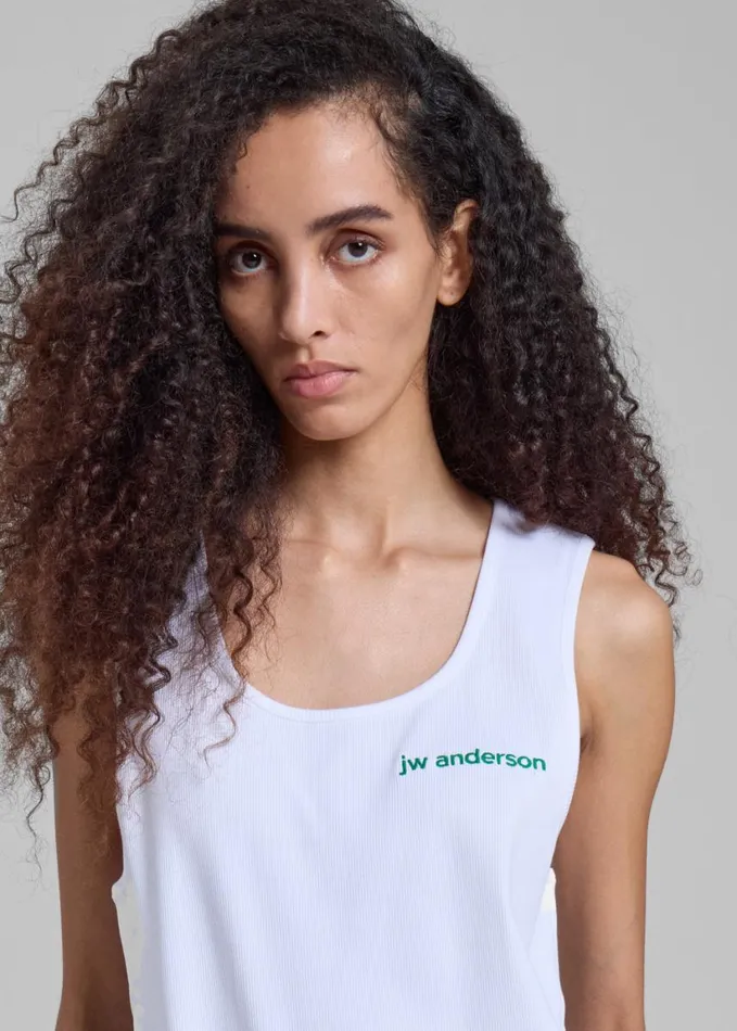 Clothing Women The Frankie Shop JW Anderson Chest Logo Embroidery Vest 8211 White