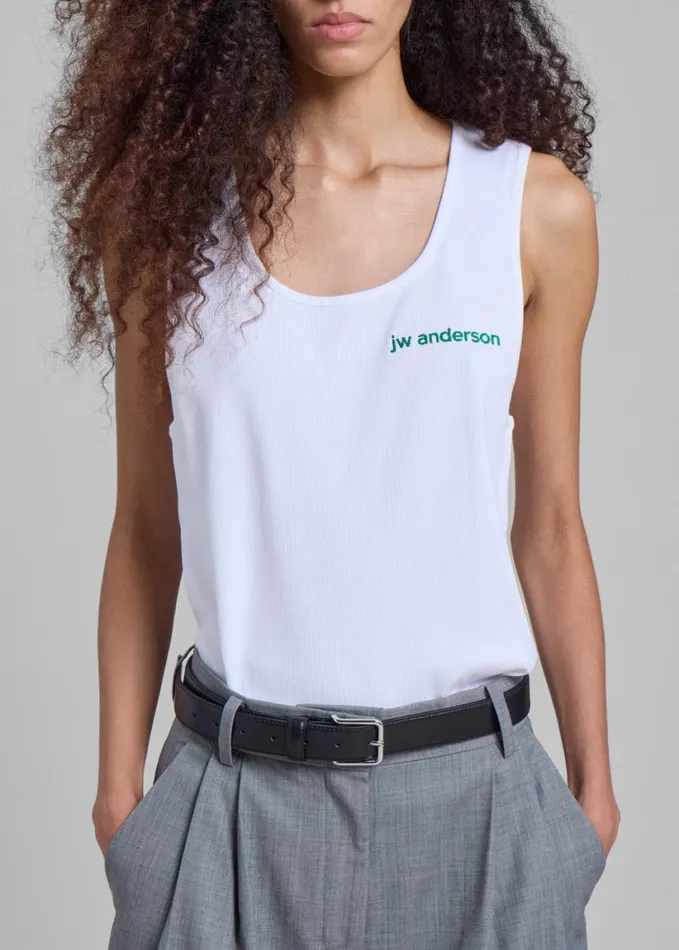 Clothing Women The Frankie Shop JW Anderson Chest Logo Embroidery Vest 8211 White