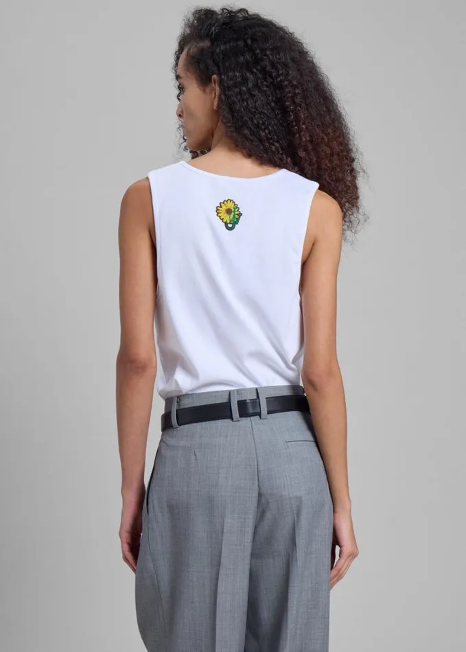 Clothing Women The Frankie Shop JW Anderson Chest Logo Embroidery Vest 8211 White