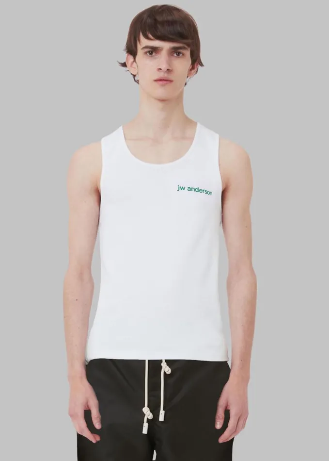 Clothing Women The Frankie Shop JW Anderson Chest Logo Embroidery Vest 8211 White