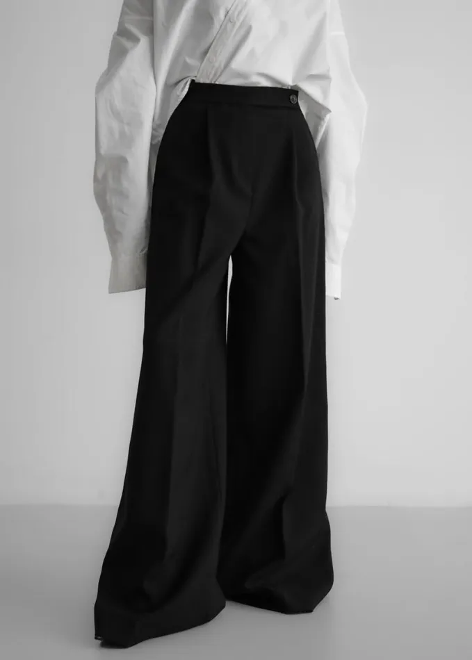 Clothing Women The Frankie Shop Kamila Wide Leg Trousers 8211 Black