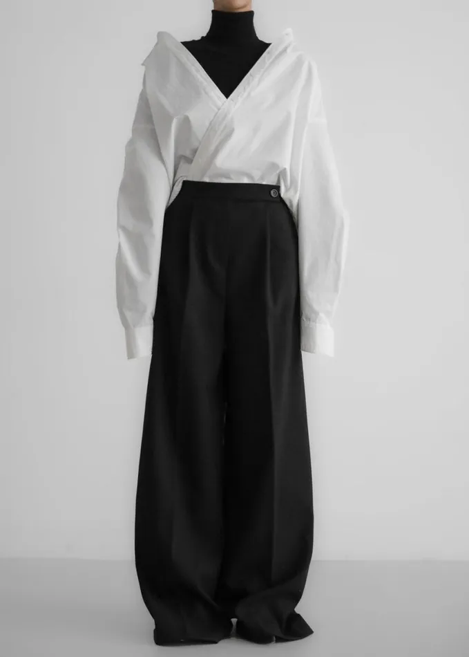 Clothing Women The Frankie Shop Kamila Wide Leg Trousers 8211 Black